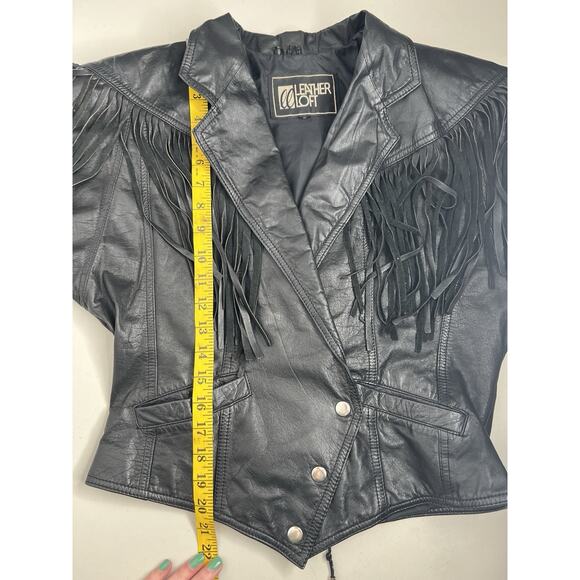 Leather Loft Black Fringe Leather Jacket Women’s Size Small - Picture 14 of 15